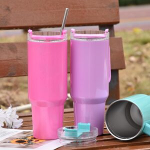 AGH 4 Pack 40 oz Sublimation Shimmer Green Pink Red Purple Tumbler with Stainless Steel Straw and Lid, Insulated Double Wall Vacuum Reusable Cups with Handle