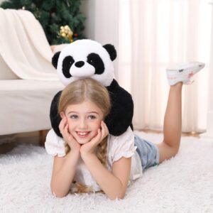 JellyMallow 5 lbs, 27 inches Panda Weighted Stuffed Animals, Cuddly Weighted Panda Plush Pillow Giant Plushie Ideal Gift for Adults & Kids