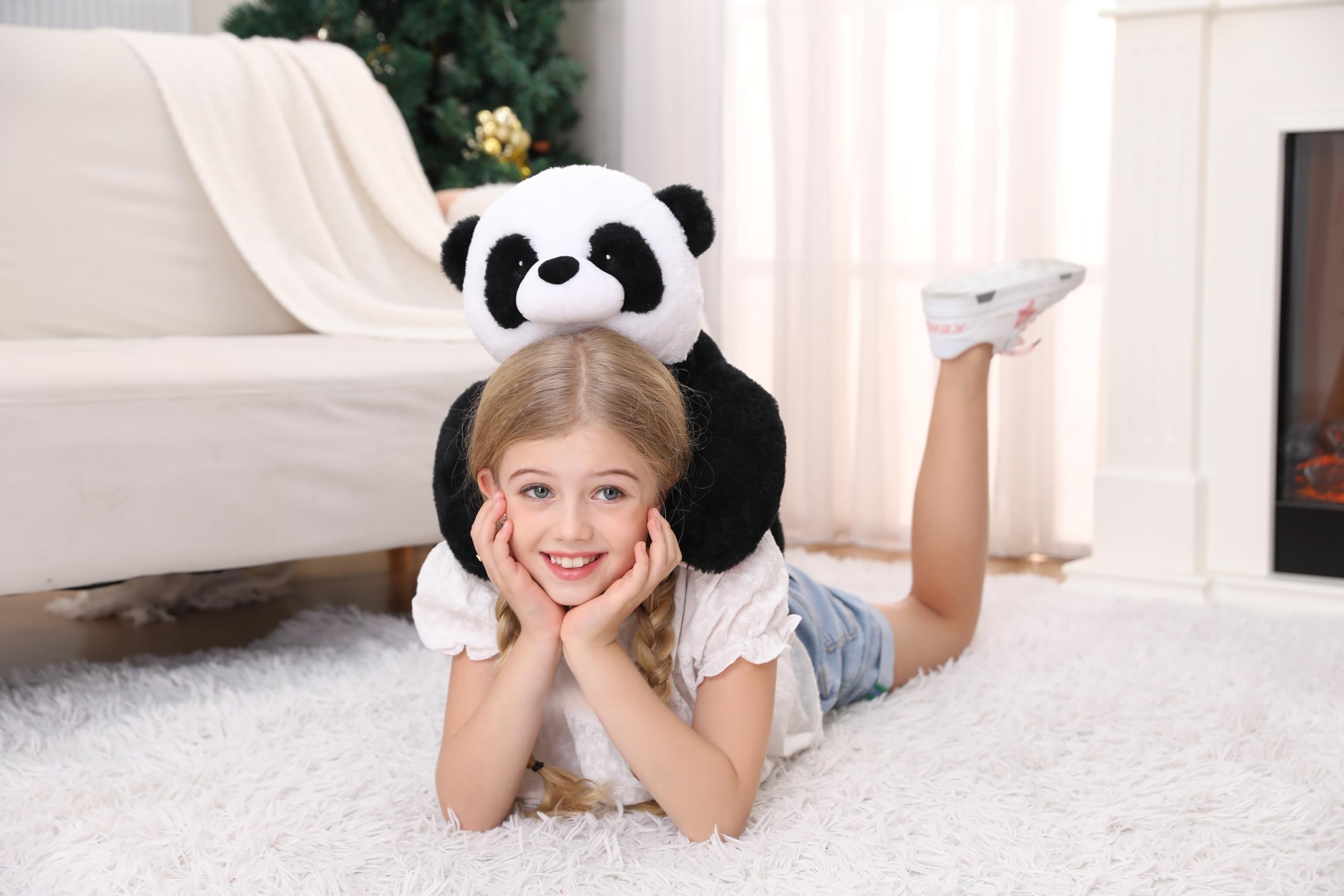 JellyMallow 5 lbs, 27 inches Panda Weighted Stuffed Animals, Cuddly Weighted Panda Plush Pillow Giant Plushie Ideal Gift for Adults & Kids