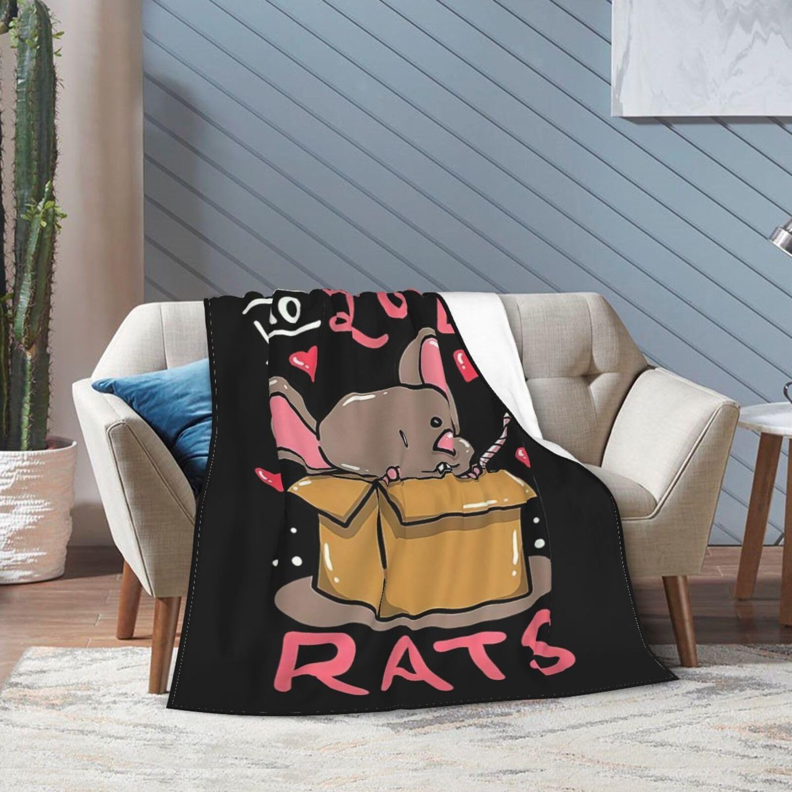 Mouse Rat Blanket Super Cozy Soft Mouse Rat Animal Stuff Decor Throw Blanket Warm Plush Fluffy Just a Girl Who Loves Rats Lightweight Fleece Flannel Gifts Blankets for Kids Adults 50"x40"