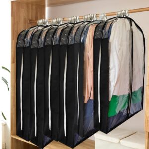 Dress Bags for Gowns Long with 6.3" Gusset, 50" Clear Moth Proof Garment Bags for Hanging Clothes, Dresses Covers and Side Zipper Protector for Storage, Overcoat, Trousers, Sweater, 3 Packs