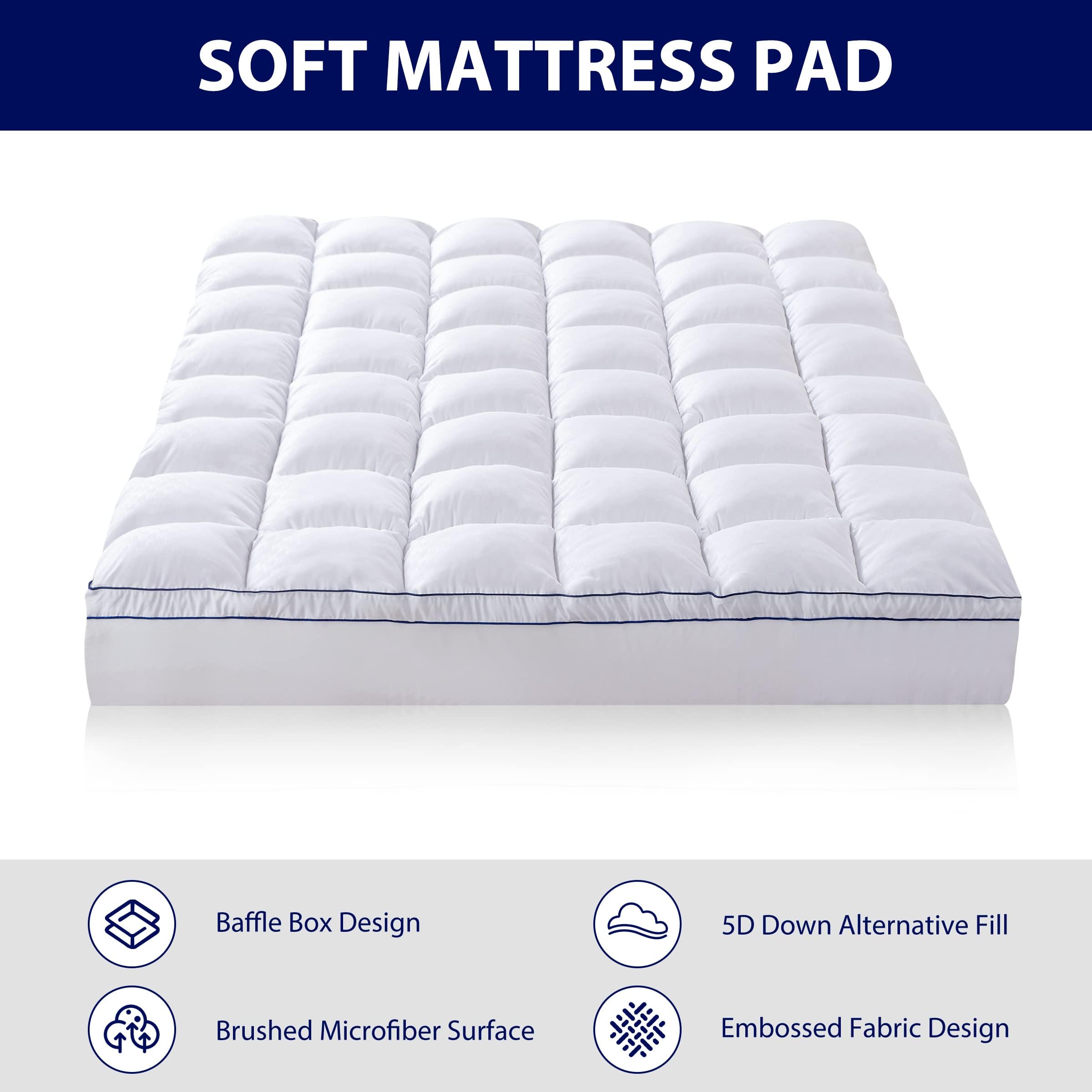 Hokway Queen Mattress Pad Mattress Topper with 8-21" Deep Pocket, 1000GSM Down Alternative Overfilled, Quilted Fitted Pillow Top Soft Cooling Mattress Protector