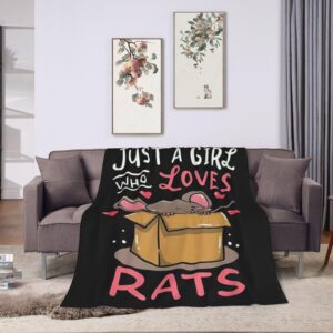 Mouse Rat Blanket Super Cozy Soft Mouse Rat Animal Stuff Decor Throw Blanket Warm Plush Fluffy Just a Girl Who Loves Rats Lightweight Fleece Flannel Gifts Blankets for Kids Adults 50"x40"