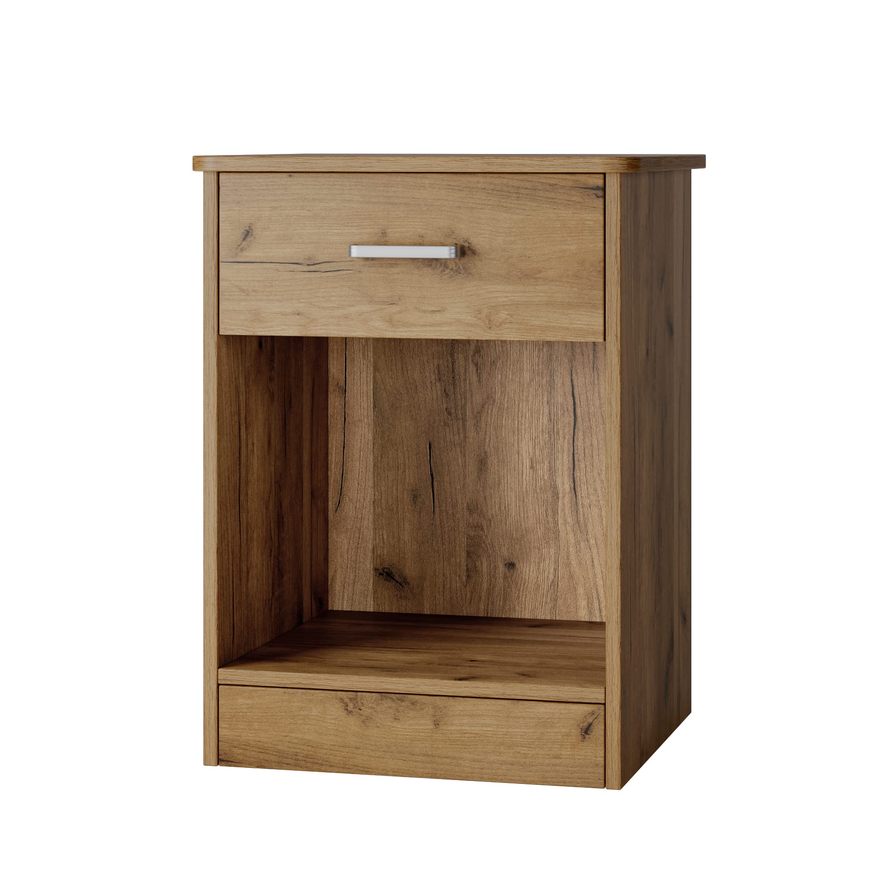 FOTOSOK Nightstand Set of 2, 2-Tier Side Table with Drawer and Storage Shelf, Bedside Table End Table, Modern Night Stand for Bedroom, Home Office,Wooden Grain