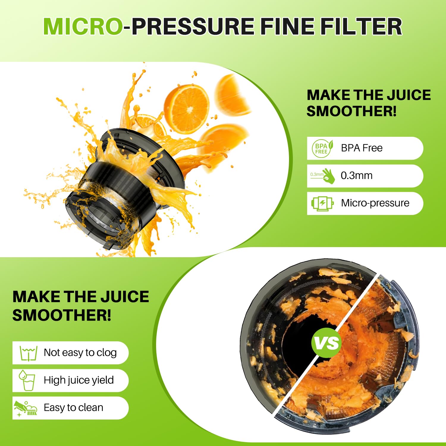 Cold Press Juicer Machines, 300W Slow Masticating Juicer Machines with 3.5inch (89mm) Large Feed Chute, Slow Cold Press Juicer Machines Vegetable and Fruit, Reverse Function Easy to Clean with Brush