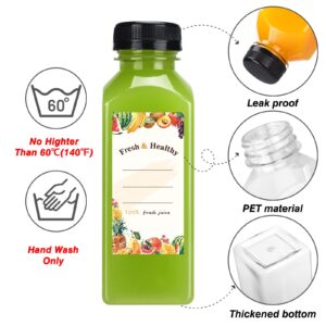 Moretoes 45pcs 12oz Juicing Bottles, Plastic Juice Bottles with Caps, Bulk Clear Empty Juicing Bottles for Drinking Milkshake Tea and Other Beverages