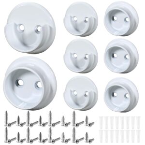 yaocom 4 pairs metal closet rod socket bracket set heavy duty shower curtain rod holders pole sockets accept 1-3/8" diameter rod pole with screw on attachment for wardrobes shelf (matte white)