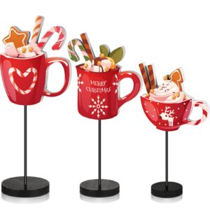 3 pcs christmas table decor hot chocolate bar hot cocoa bar supplies christmas table centerpieces christmas wooden sign tabletop decor for home xmas winter holiday party decorations