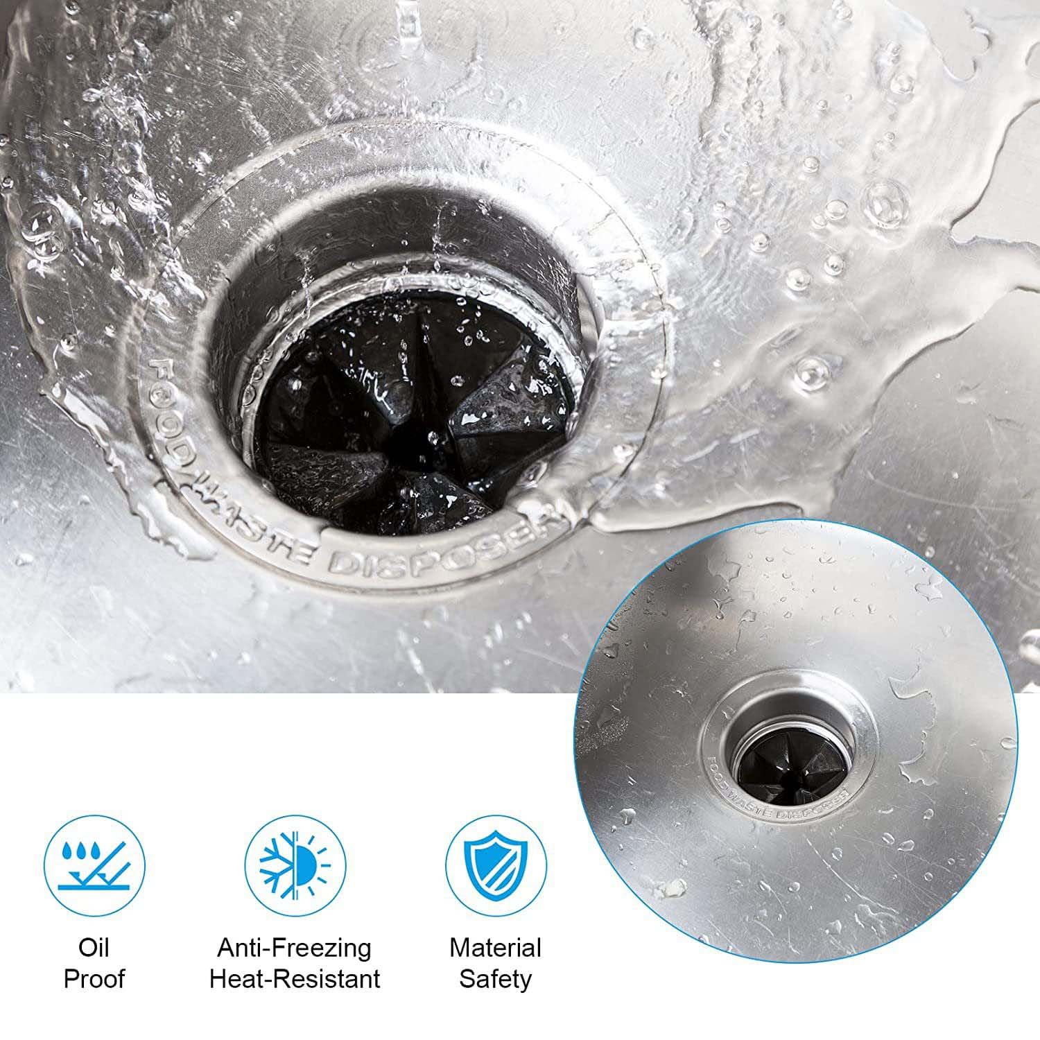 3 1/8 Inch Garbage Disposal Sink Baffle Splash Guard Compatible with Insinkerator, Garbage Disposal Quiet Collar Sink Splash Guard Compatible with Moen, Waste King, Whirlaway, GE Disposer