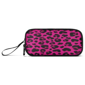 gredecor big capacity pencil case for girls boys hot pink leopard cheetah kids pouch bag pen boxes with zipper stationery bag supplies for school office