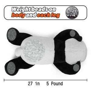 JellyMallow 5 lbs, 27 inches Panda Weighted Stuffed Animals, Cuddly Weighted Panda Plush Pillow Giant Plushie Ideal Gift for Adults & Kids