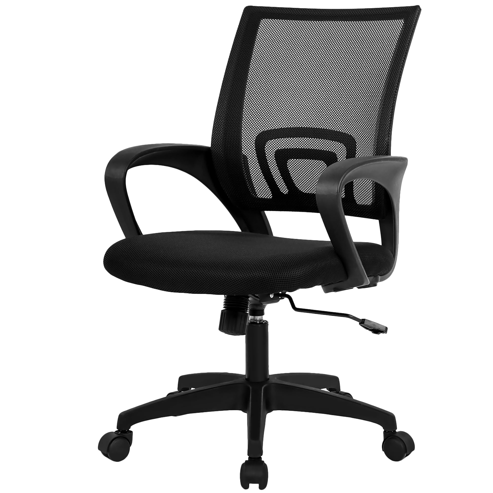 Furniture of America Knoll Ergonomic Desk Chair, Mesh Computer Chair with Lumbar Support& Armrest, Adjustable Home Mid Back Task Chair Modern Executive Rolling Swivel for Home Office, Black