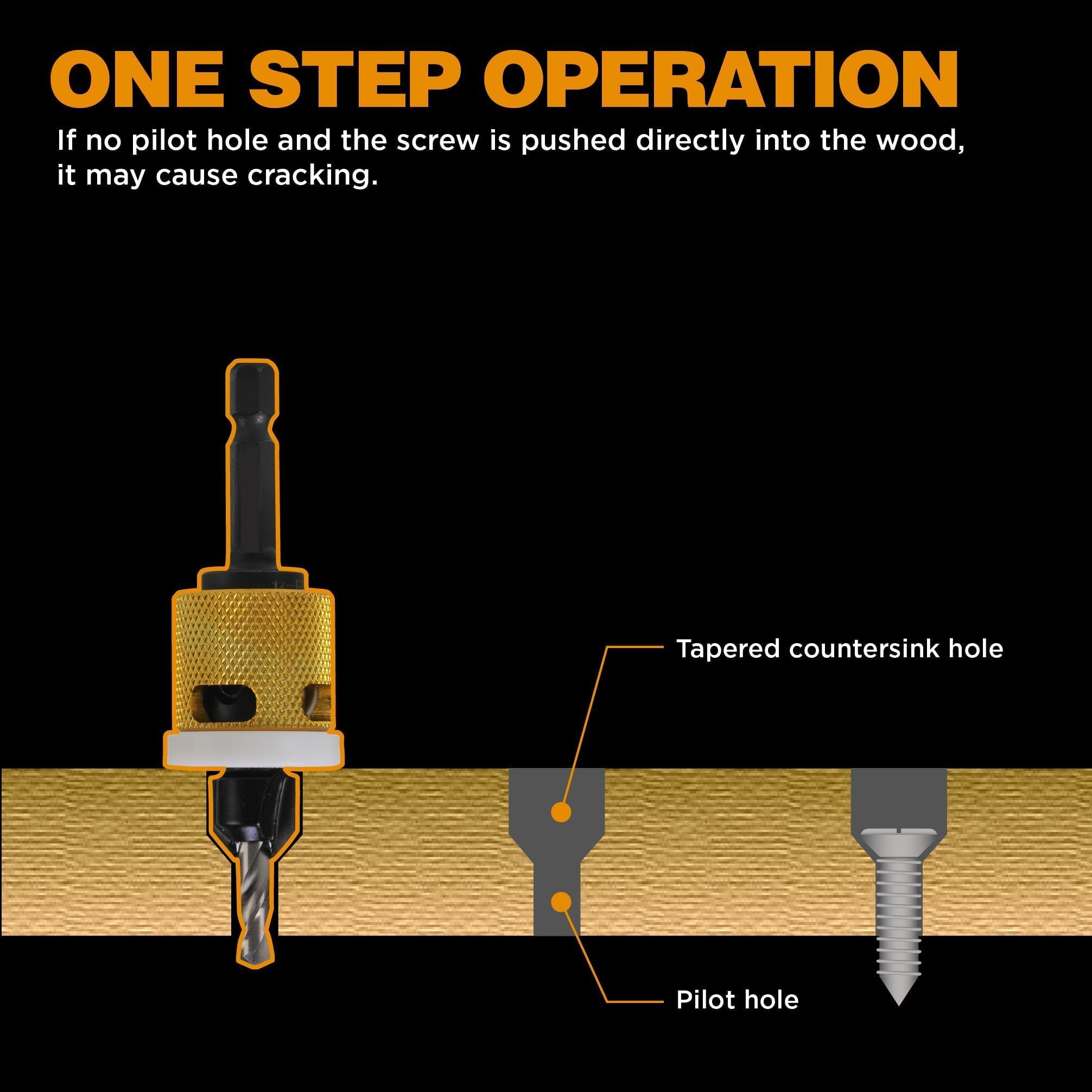 1/8"x3/8" Carbide Tipped Countersink Drill Bits with Low Friction Depth Stop, 1/4" Quick Change Hex Shank Countersink Drill with Replaceable HSS Pilot Drill Bit for Wood, Plastic, Woodworking