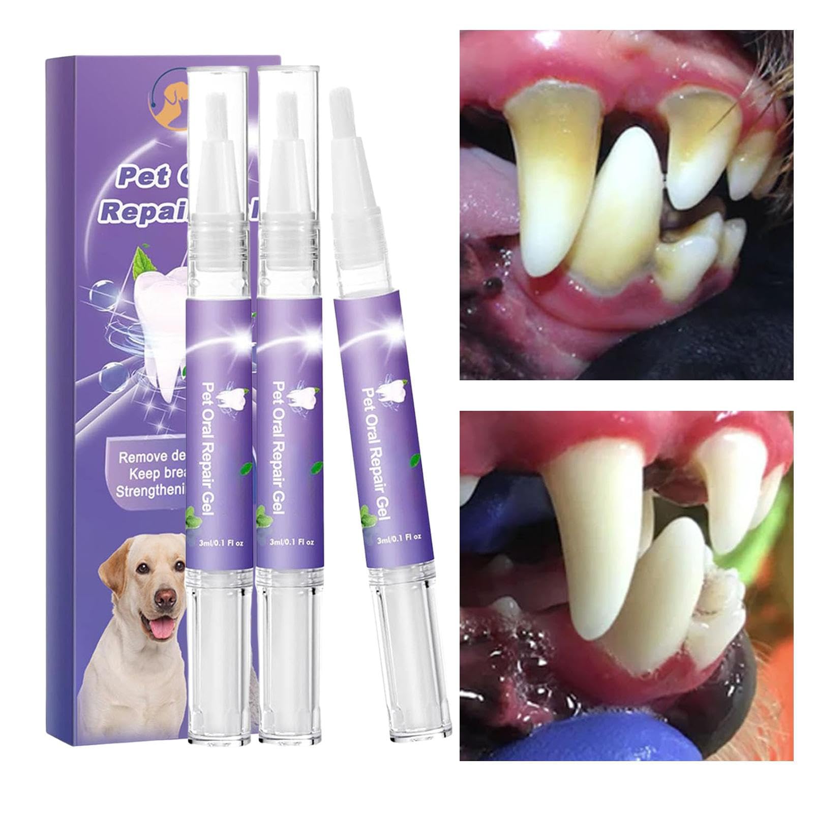 Pet Oral Repair Gel, Pet Oral Restorative Gel, Eliminate Breath, Targets Tar-Tar, Without Brushing, Pet Teeth Whitening, Pet Breath Freshener Gel Care Cleaner