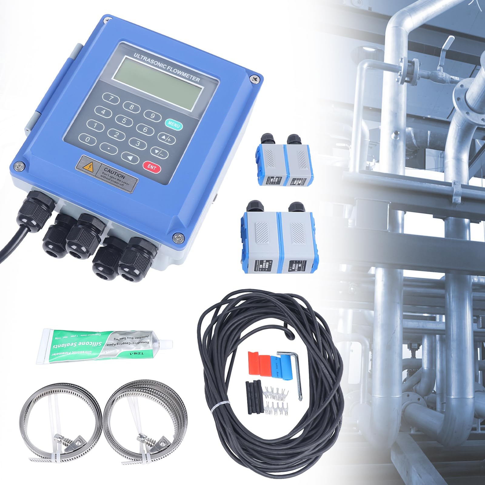 Ultrasonic Flow Meter Tuf-2000b Tm-1 & Ts-2, Liquid Flowmeter Dn20-700mm Sensor Ip67 for Water, sea Water, Sewage, Oil, Alcohol, etc.