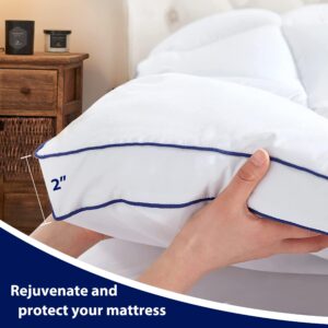 Hokway Queen Mattress Pad Mattress Topper with 8-21" Deep Pocket, 1000GSM Down Alternative Overfilled, Quilted Fitted Pillow Top Soft Cooling Mattress Protector