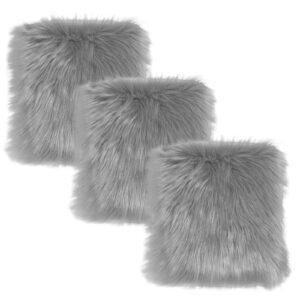 2/3 pcs school locker rugs 12 x 12in soft fluffy faux fur area carpet for product show of school locker decorations nail art (3pcs grey)