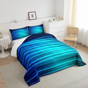 Feelyou Blue Black Gradient Comforter Twin Size, Abstract Ombre Comforter for Kids Toddler Geometric Abstract Ombre Bedding Set Gradient Contemporary Duvet Set Lightweight Quilt Set