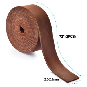 Leather Strap 1 Inches Wide Flat Leather Straps for Crafts, Full Grain Leather Strips for Crafts, Tooling, Belt, Garden Tools (2mm Thick 72 Inches Long Dark Brown)