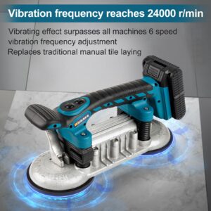 WUKAKA Tile Vibration Tool - High Performance Dual Suction Cup Tile Vibrator Machine. (2 x 12000mAh Battery, 24000r/min 6 Speed)