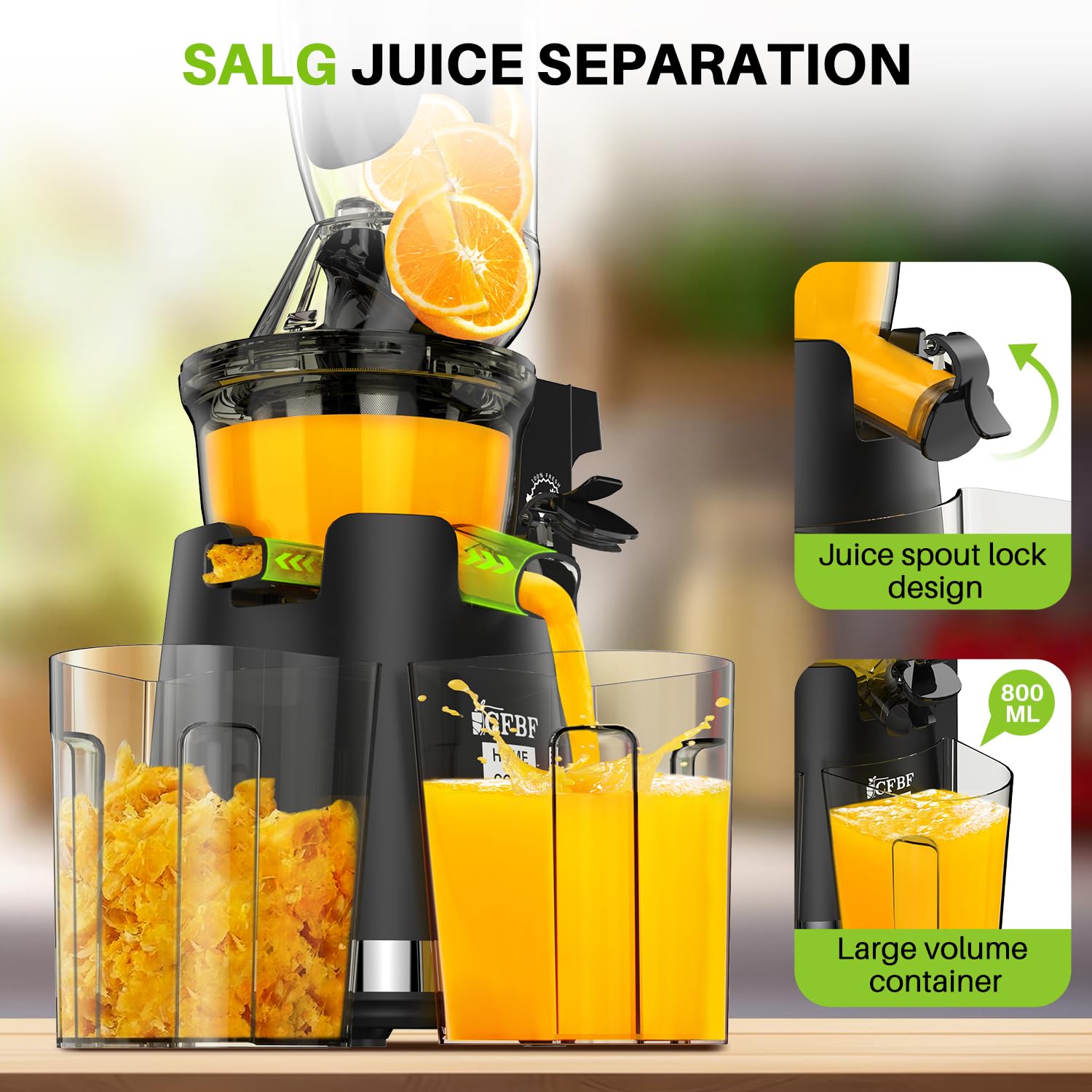 Cold Press Juicer Machines, 300W Slow Masticating Juicer Machines with 3.5inch (89mm) Large Feed Chute, Slow Cold Press Juicer Machines Vegetable and Fruit, Reverse Function Easy to Clean with Brush