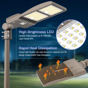 480V 320W LED Parking Lot Light 44800LM, 5000K LED Shoebox Light with Slip Fitter, UL DLC Listed, IP65 Waterproof Commercial Street Area Lighting for Parking Lot, Gym, Driveway, Replace 1200w HID HPS