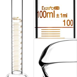 QWORK Lab Glassware Set, Quality Borosilicate Glass Beaker Flask Cylinder Set, Heat Resistant, Ideal for Laboratories and School Science Experiments