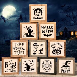 Halloween Pumpkin Face Stencils for Painting: 20pcs 6 inch Large Halloween Skull Stencils Reusable for Pumpkin Painting, Wood, Shirts, Crafts