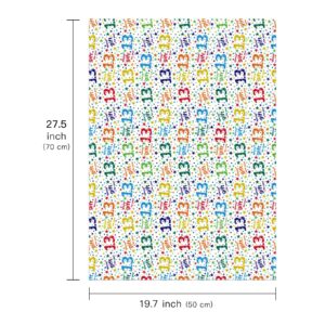 WRAPAHOLIC Birthday Wrapping Paper Sheet - 6 Sheets Colorful 13th Birthday Design Folded Flat for Birthday, Party, Baby Showers - 19.7 Inch X 27.5 Inch Per Sheet