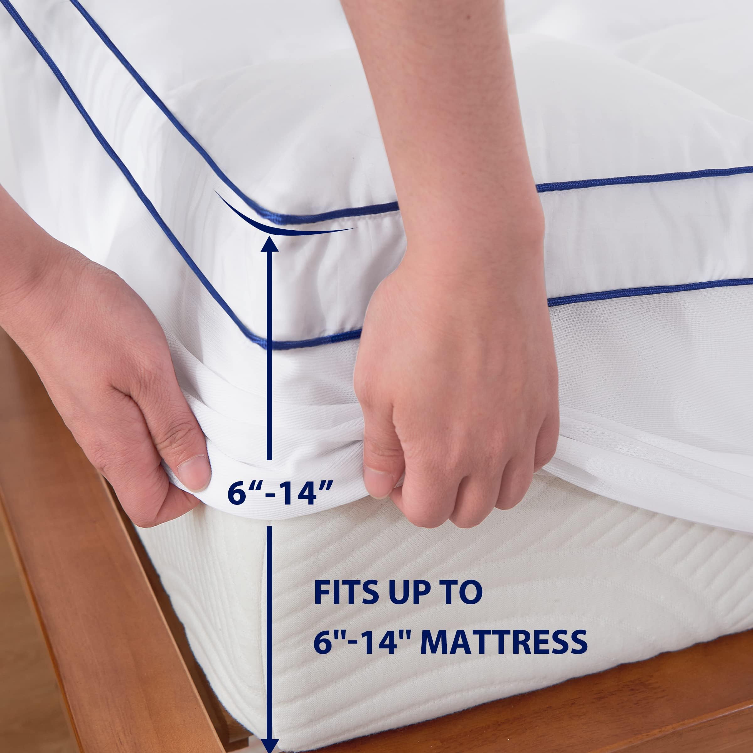 Hokway Queen Mattress Pad Mattress Topper with 8-21" Deep Pocket, 1000GSM Down Alternative Overfilled, Quilted Fitted Pillow Top Soft Cooling Mattress Protector