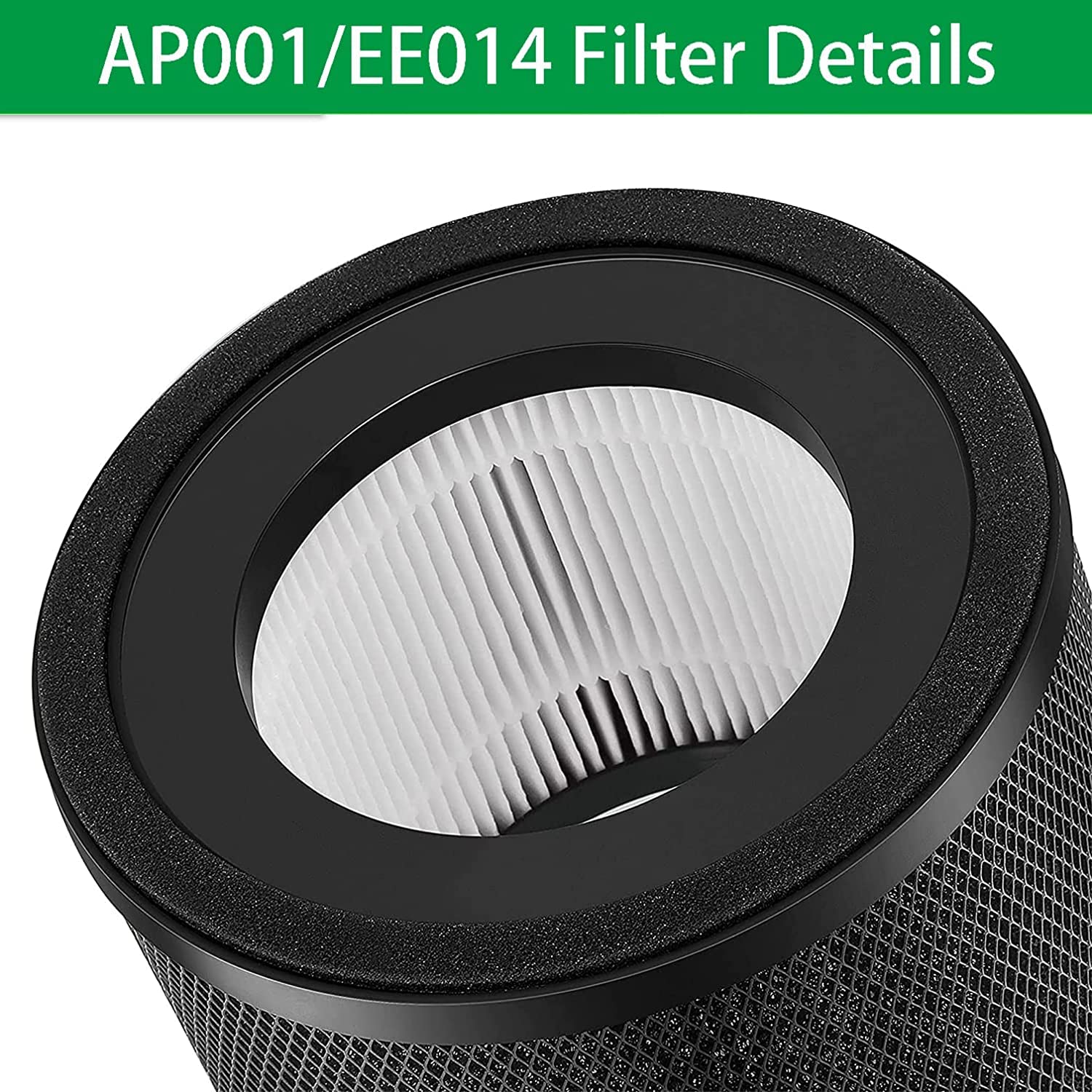 AP001 EE014 Filter, Lichelete 4 Pack True Replacement Filter Compatible with TaoTronics TT-AP001 and VAVA VA-EE014, 3-in-1 Grade True and Activated Carbon Filter (4 Pack)