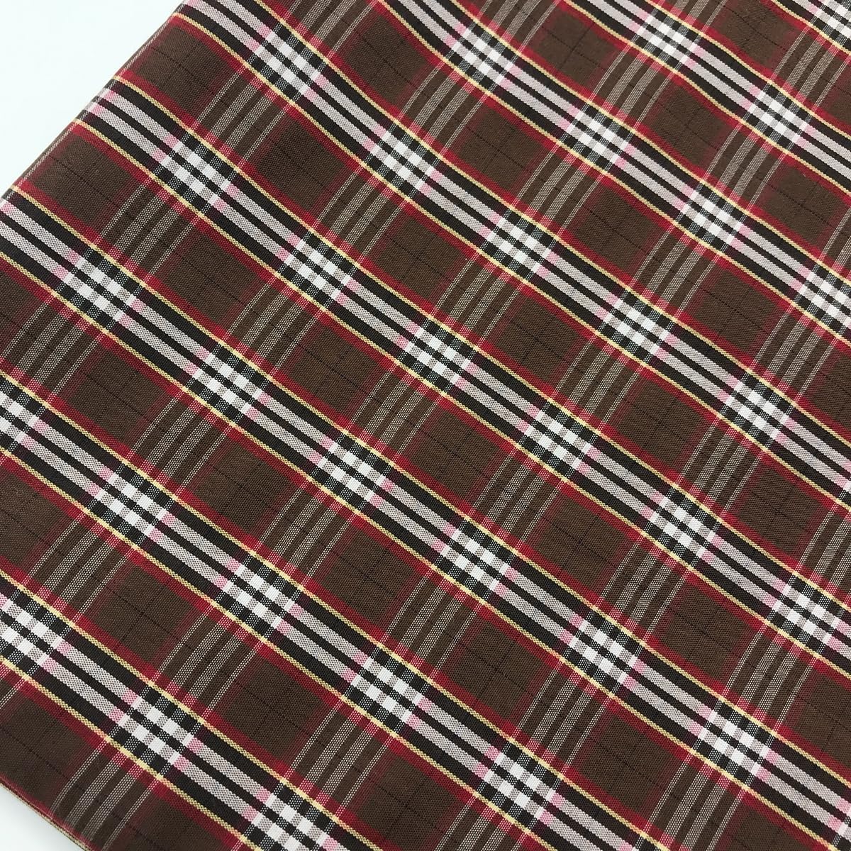 Brown Checkered Plaid Fabric Light Weight Yarn Dyed Polyester Tartan Width 57inches for DIY Home Decor Craft (2 Yard pre Cut)