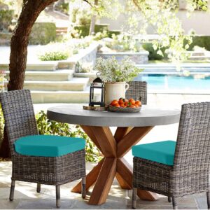 idee-home Outdoor Chair Cushions Set of 2, Thick 19" x 19" x 3" Patio Chair Cushions for Outdoor Furniture Waterproof with Ties, Outdoor Seat Cushion, Chair Pads Dining Chair Blue