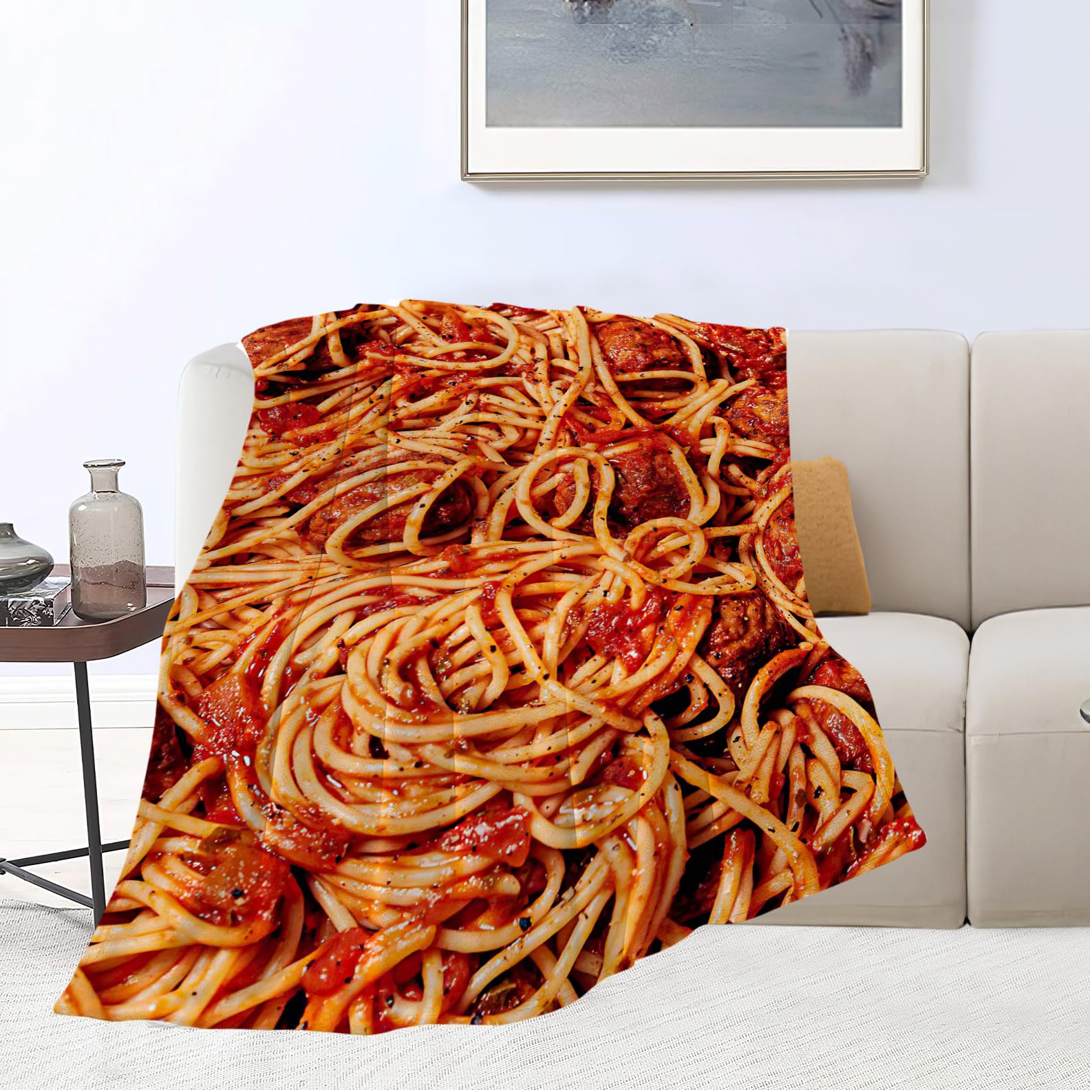 Tomato Spaghetti Blanket Soft Warm Cozy Italian Pasta Throw Blankets for Boys Girls Fuzzy Plush Funny Food Blanket Fleece Lightweight Flannel Kid Adults Gift for Bed Couch Sofa 50"x40"