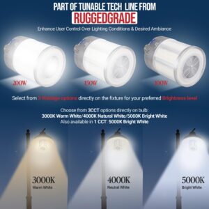 RuggedGrade 50W - Aries IV CS Series LED Corn Bulb - 7,250 Lumens - E26 Base - Color Selectable 30K/40K/50K