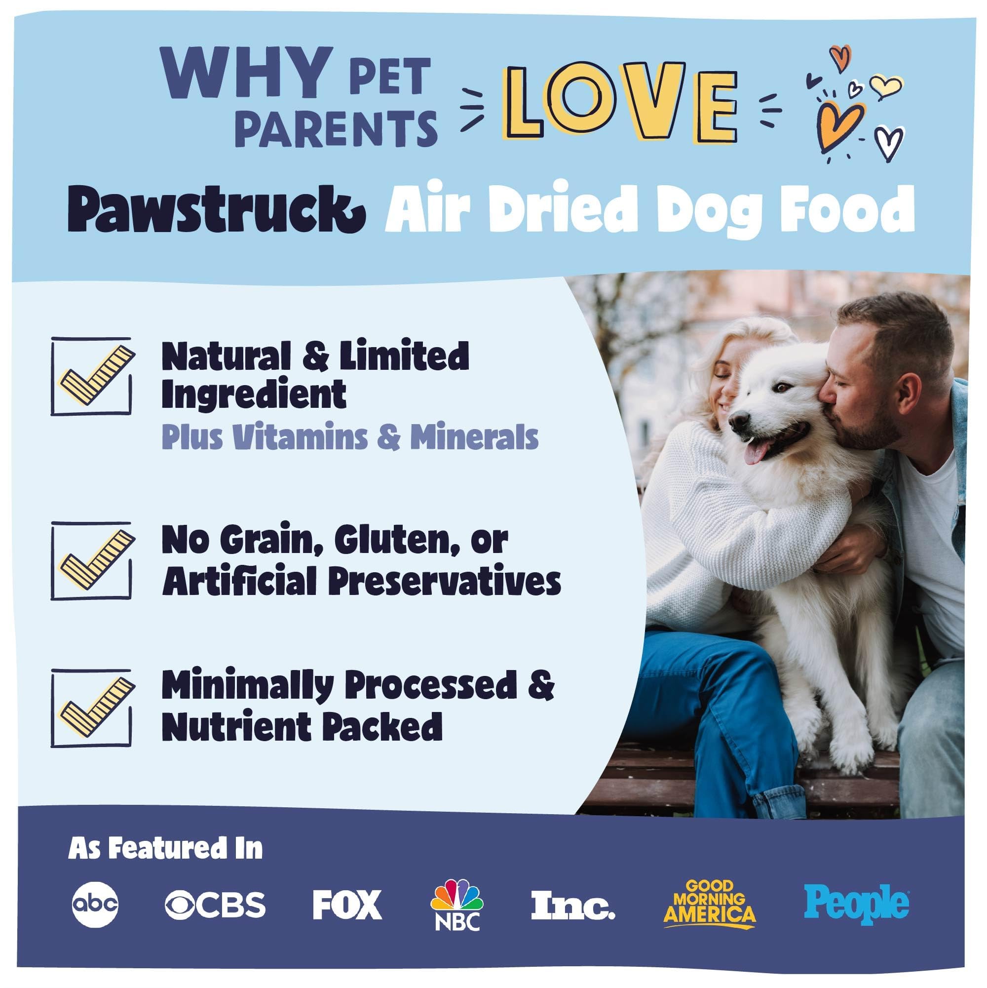 Pawstruck All Natural Air Dried Dog Food w/Real Chicken - Grain Free, Made in USA, Non-GMO & Vet Recommended - High Protein Limited Ingredient Wholesome Full-Feed - for All Breeds & Ages - 2lb Bag