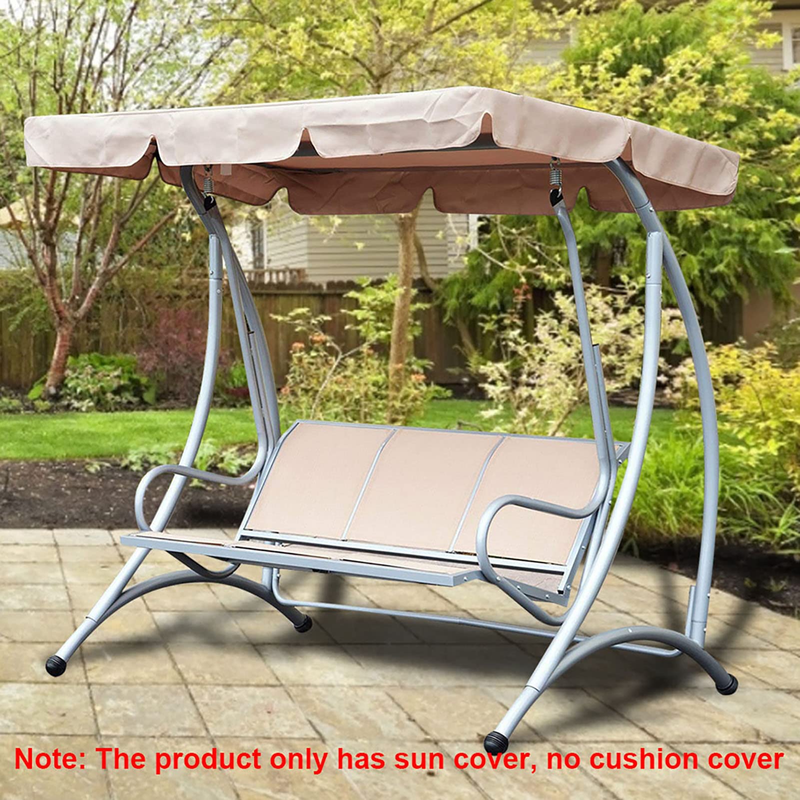 Swing Canopy,Outdoor Swing Canopy Chair Top Cover Swing Canopy Waterproof Cover Replacement Canopy Porch Top Cover Outdoor Seat Furniture for Patio Swing Garden Swing Outdoor(Beige)