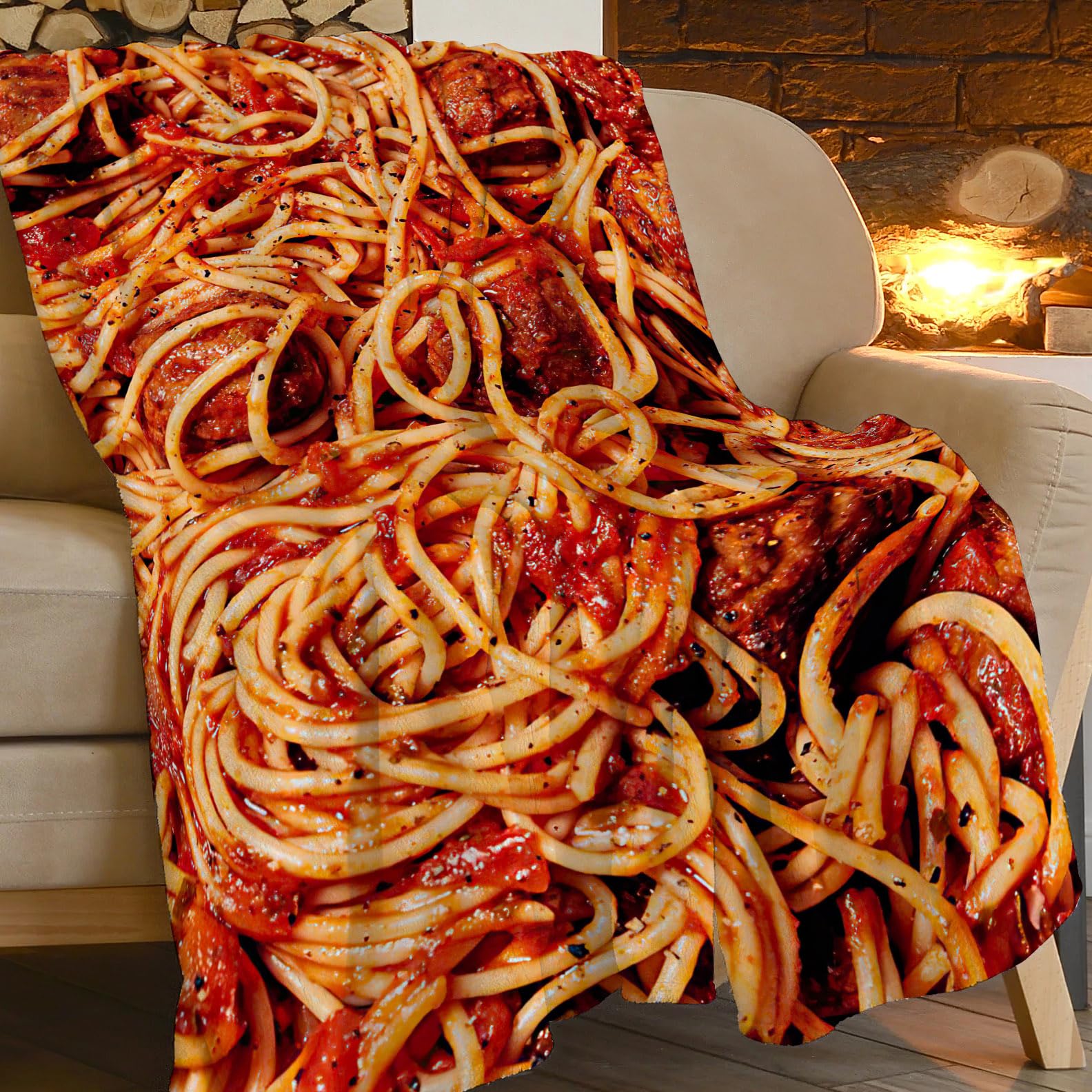 Tomato Spaghetti Blanket Soft Warm Cozy Italian Pasta Throw Blankets for Boys Girls Fuzzy Plush Funny Food Blanket Fleece Lightweight Flannel Kid Adults Gift for Bed Couch Sofa 50"x40"