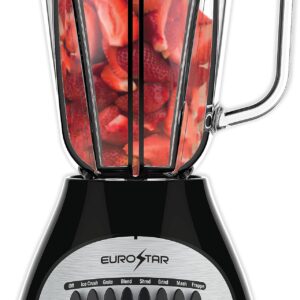 EUROSTAR 450W 14-Speed Glass Jar Blender (BLACK)