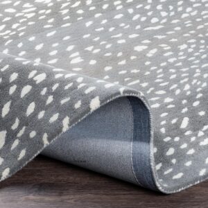 Antelope Cheetah Charcoal,Neutral,Grey,Ivory Animal Contemporary Handmade 100% Woolen Area Rugs & Carpets (Grey, 5 x 8 FT)