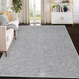 royhome 9x12 area rug large machine washable modern solid textured area rug contemporary stain resistant non-slip accent rug foldable floor cover carpet rug for living room decor, light grey