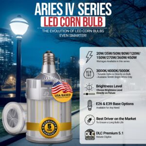 RuggedGrade 50W - Aries IV CS Series LED Corn Bulb - 7,250 Lumens - E26 Base - Color Selectable 30K/40K/50K