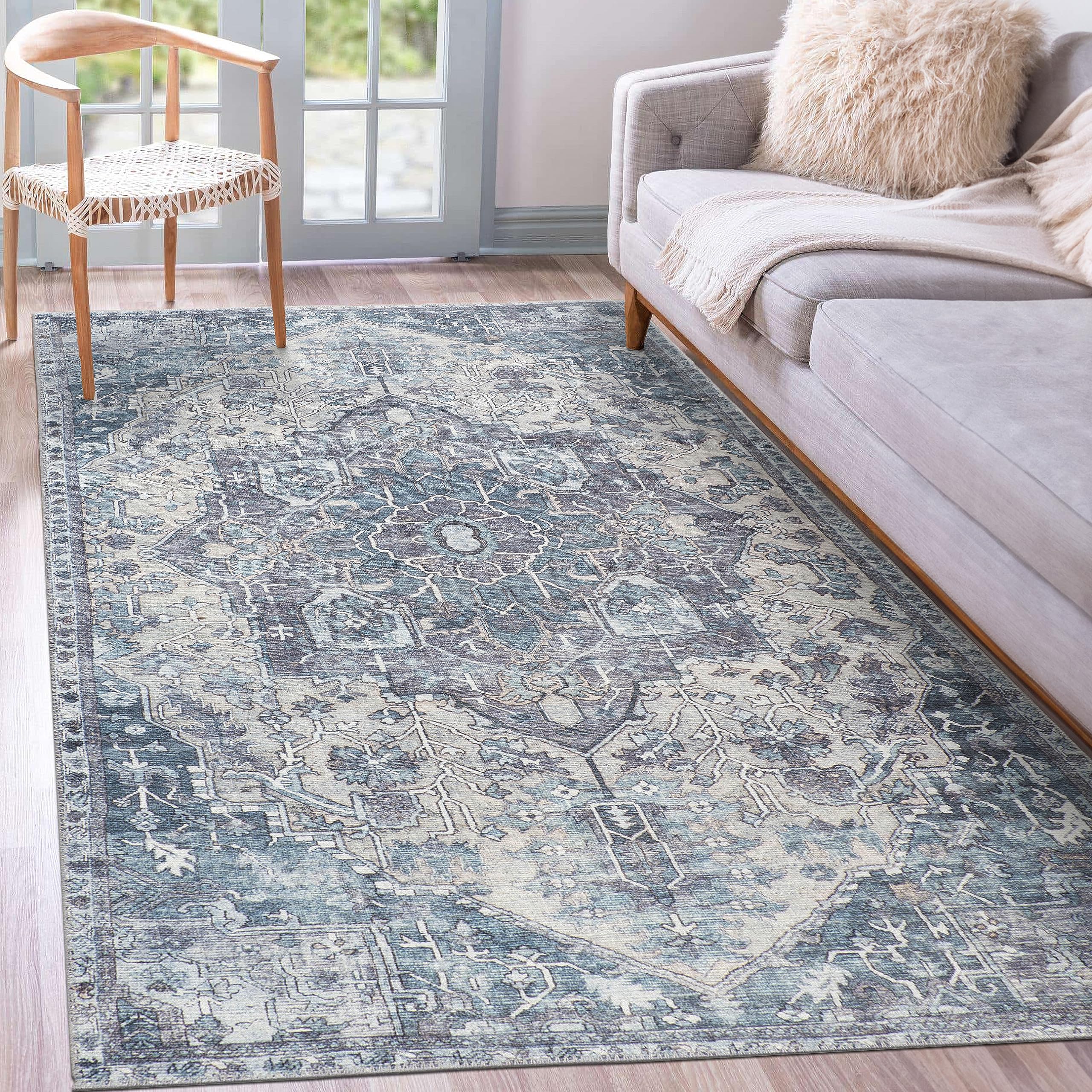 Bellini Rugs Machine Washable Rug with Non Slip Backing, Living Room Rug, Kitchen Area Rug, Pet Friendly Area Rugs, Throw Rugs for Entryway, Home Floor Decor, 4' x 6'