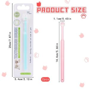 Mozeat Lens Small Dog&Cat Toothbrush,2 Pack 360 Degree Soft Silicone Pet Toothbrush Cat Dental Care Dog Oral Hygiene Deep Clean Pet Teeth Cleaning Kit (Small Size)