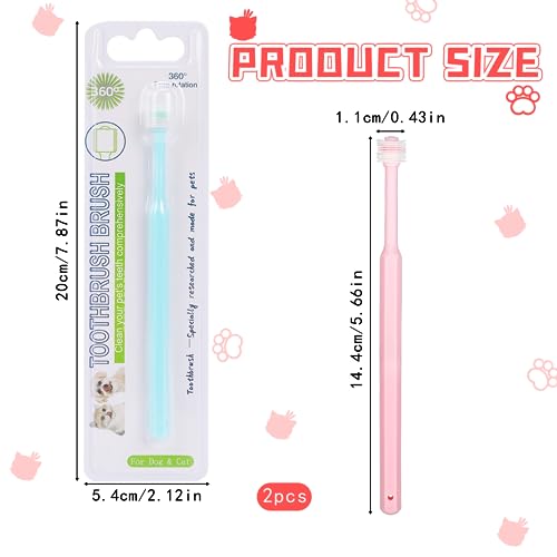 Mozeat Lens Small Dog&Cat Toothbrush,2 Pack 360 Degree Soft Silicone Pet Toothbrush Cat Dental Care Dog Oral Hygiene Deep Clean Pet Teeth Cleaning Kit (Small Size)