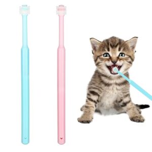 mozeat lens small dog&cat toothbrush,2 pack 360 degree soft silicone pet toothbrush cat dental care dog oral hygiene deep clean pet teeth cleaning kit (small size)