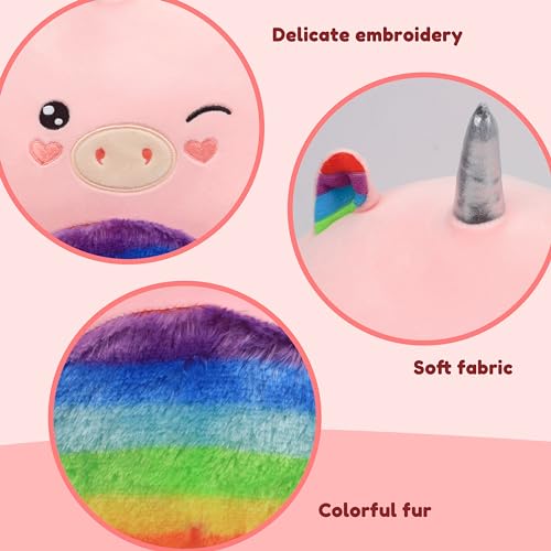 Easfan 13'' Rainbow Unicorn Plush Pillow Soft Unicorn Plush Toy Cute Unicorn Stuffed Animal Home Room Decoration Birthday Christmas Festival Gifts for Kids Toddlers