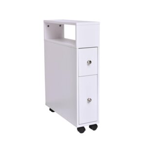 Ceredeme Small Bathroom Storage Cabinet, Toilet Paper Holder with Slide Out Drawers for Small Space, Narrow Floor Bathroom Organizer Next to Toilet