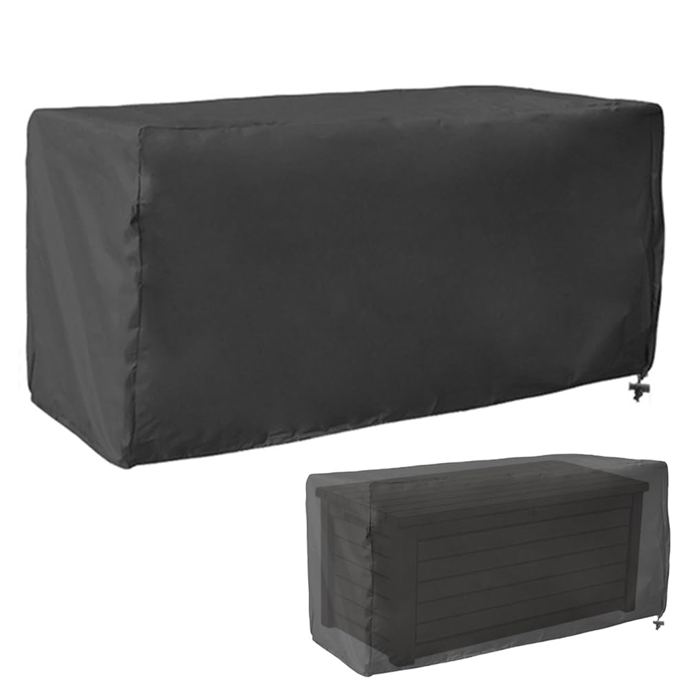 FCOUIID Deck Box Cover - Outdoor Ottoman Bench Protective Case 210D Heavy Duty Organizer Home Fitness Accessories, 63" L x 30" W x 28" H