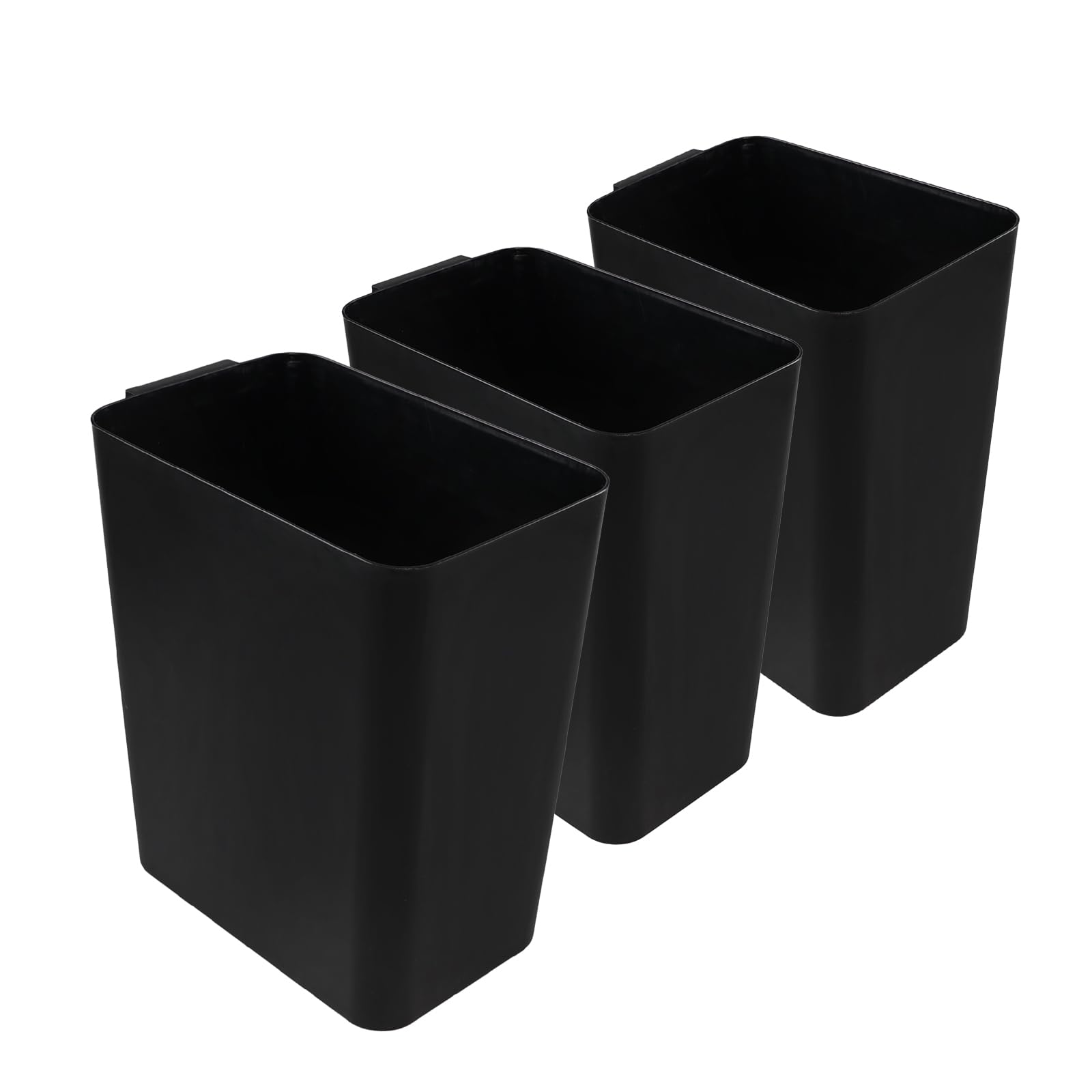 Zopnny 3 Pack 4.5 Gallon Plastic Waste Container, Trash Can Wastebasket, Black Garbage Container Bin for Under Desk, Office, Bathroom